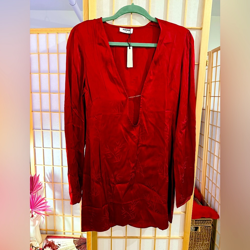 Rumored - long sleeve red dress - xs